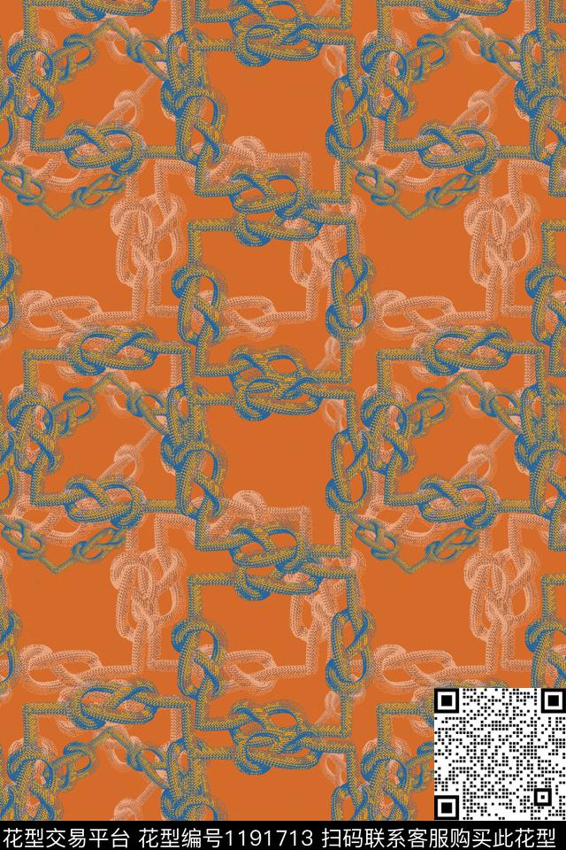 锁链印花传统时尚格子图案数码印花华亿平台下载（图片编号: 1191713） - 瓦栏（Walan）