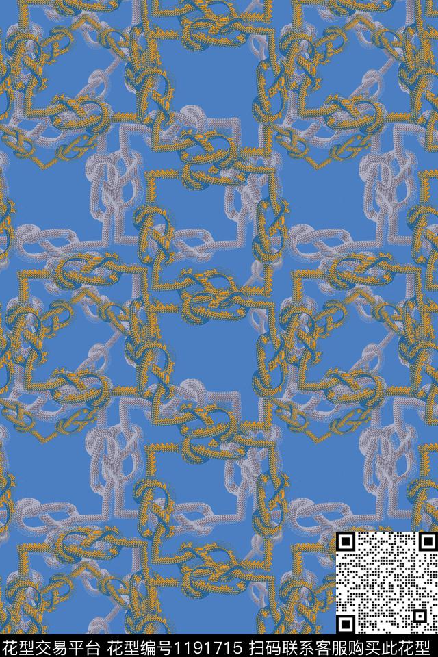 锁链印花传统时尚格子图案数码印花华亿平台下载（图片编号: 1191715） - 瓦栏（Walan）
