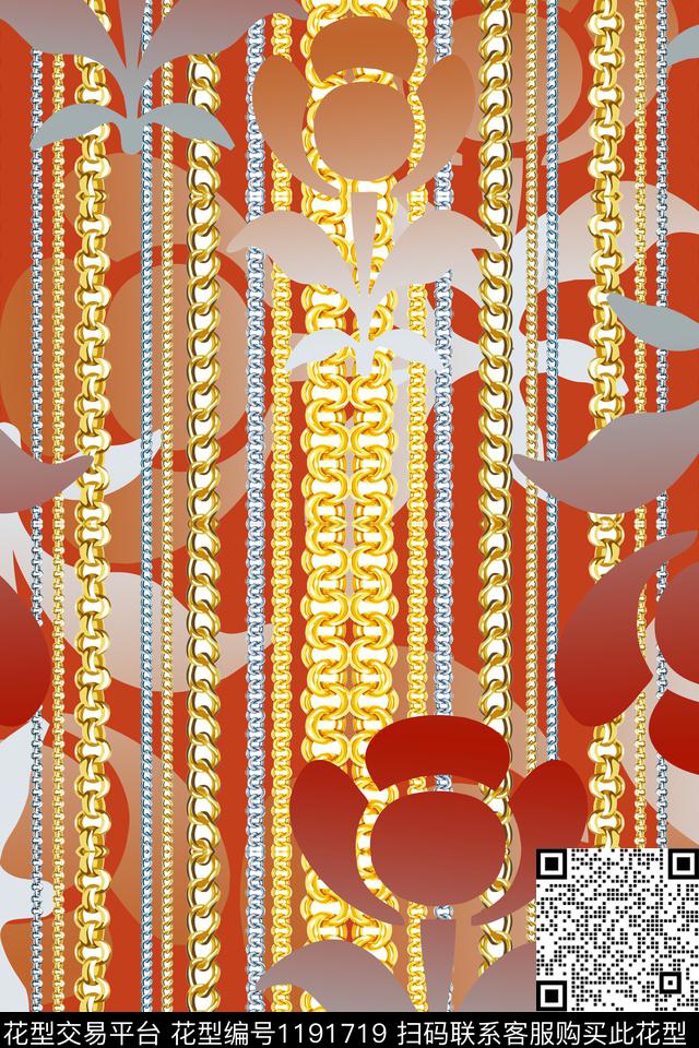 珠宝玉石图案锁链印花传统时尚数码印花华亿平台下载（图片编号: 1191719） - 瓦栏（Walan）