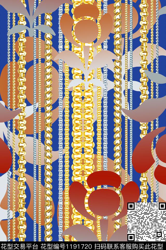 珠宝玉石图案锁链印花传统时尚数码印花华亿平台下载（图片编号: 1191720） - 瓦栏（Walan）