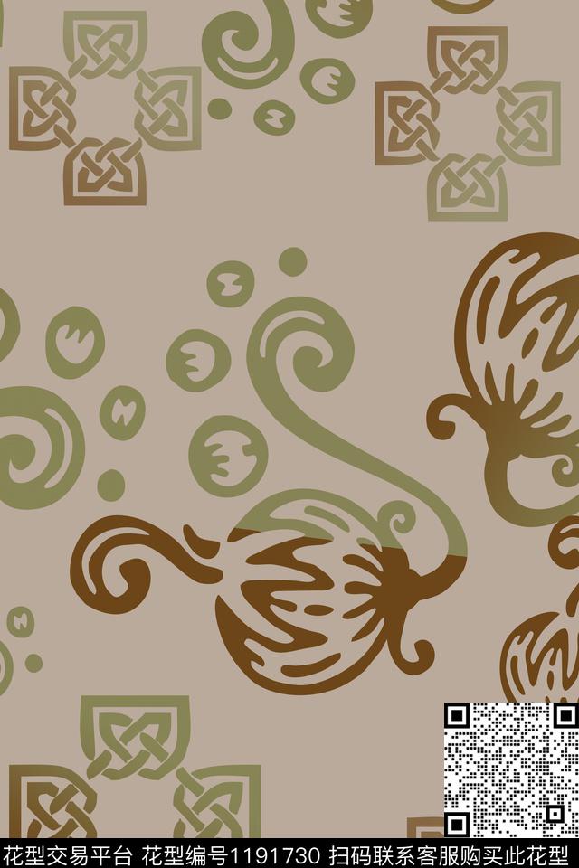 传统华亿平台复古装饰男装休闲花卉数码印花华亿平台下载（图片编号: 1191730） - 瓦栏（Walan）