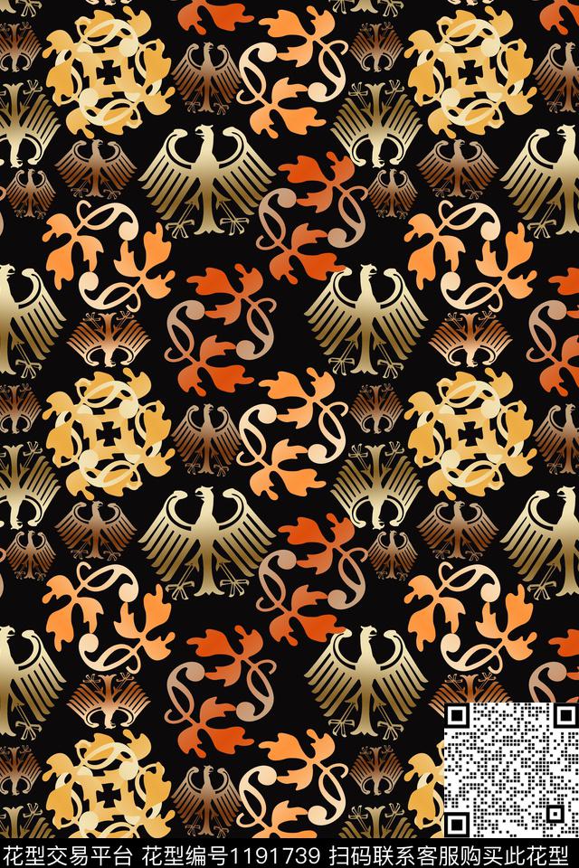 传统时尚复古装饰鸟昆虫图案数码印花华亿平台下载（图片编号: 1191739） - 瓦栏（Walan）