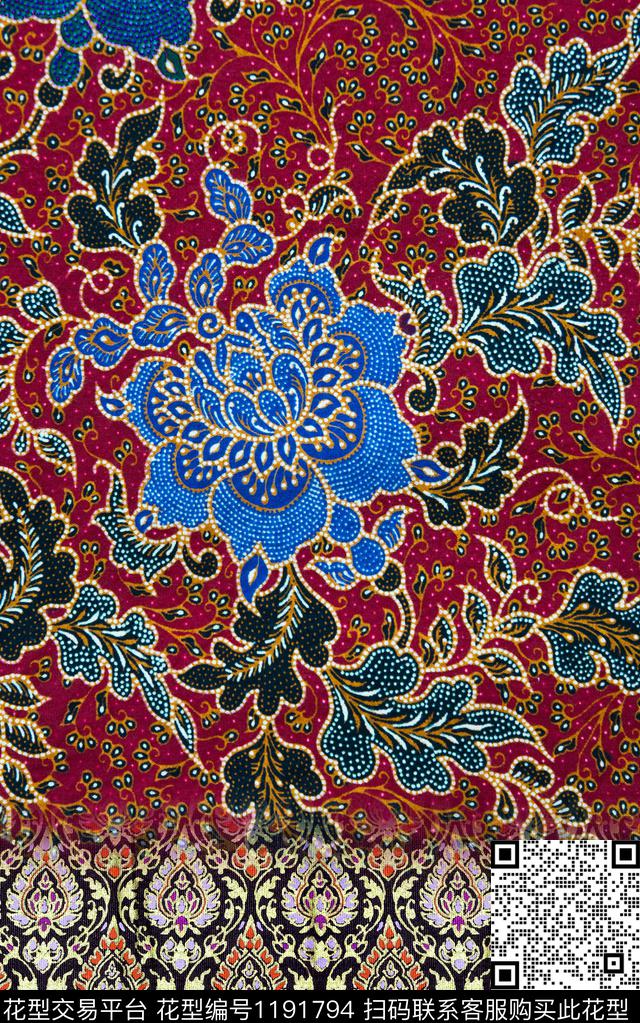 数码华亿平台几何抽象花卉数码印花华亿平台下载（图片编号: 1191794） - 瓦栏（Walan）