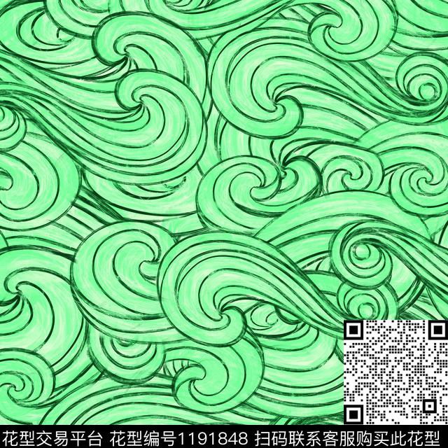 波浪纹肌理线条传统印花华亿平台下载（图片编号: 1191848） - 瓦栏（Walan）