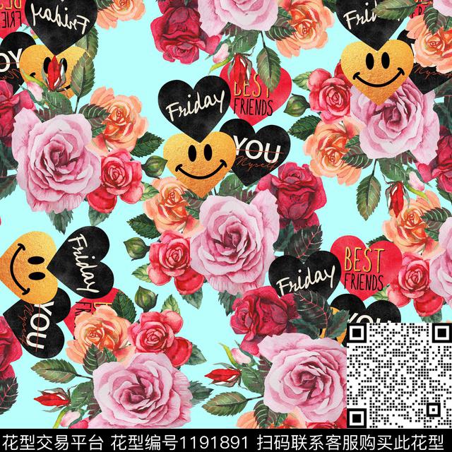 春夏华亿平台玫瑰花百花齐放数码印花华亿平台下载（图片编号: 1191891） - 瓦栏（Walan）