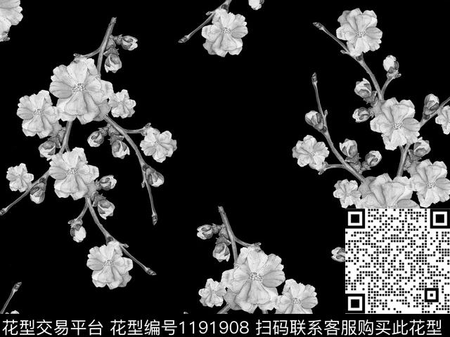 桃花淑女散点排列数码印花华亿平台下载（图片编号: 1191908） - 瓦栏（Walan）