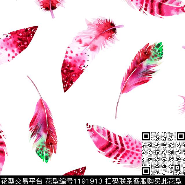 羽毛波点淑女数码印花华亿平台下载（图片编号: 1191913） - 瓦栏（Walan）