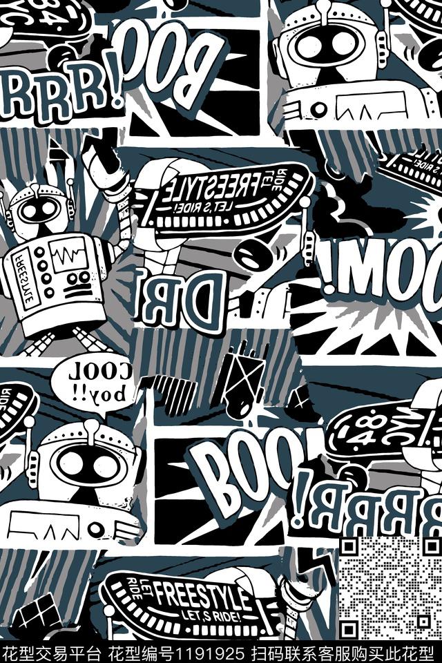 字母机器人大牌风传统印花华亿平台下载（图片编号: 1191925） - 瓦栏（Walan）