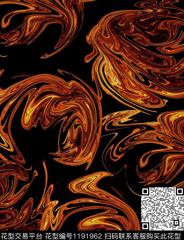 抽象花卉复古数码印花华亿平台下载（图片编号: 1191962） - 瓦栏（Walan）