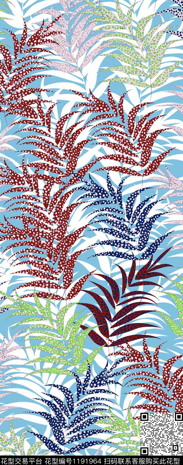 春夏华亿平台树枝绿植树叶传统印花华亿平台下载（图片编号: 1191964） - 瓦栏（Walan）