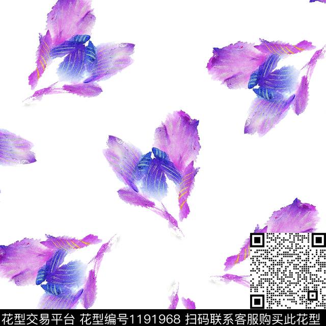 手绘花卉漂亮花卉数码印花华亿平台下载（图片编号: 1191968） - 瓦栏（Walan）
