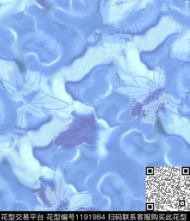 抽象手绘小碎花数码印花华亿平台下载（图片编号: 1191984） - 瓦栏（Walan）