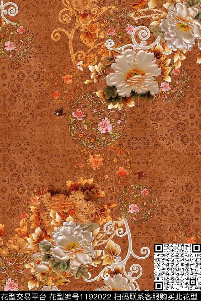 吉祥图案花卉中老年数码印花华亿平台下载（图片编号: 1192022） - 瓦栏（Walan）