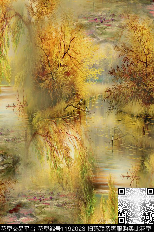 香云纱油画华亿平台中老年数码印花华亿平台下载（图片编号: 1192023） - 瓦栏（Walan）