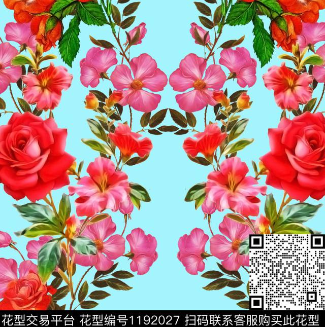 春夏华亿平台清爽底花卉温室花卉数码印花华亿平台下载（图片编号: 1192027） - 瓦栏（Walan）