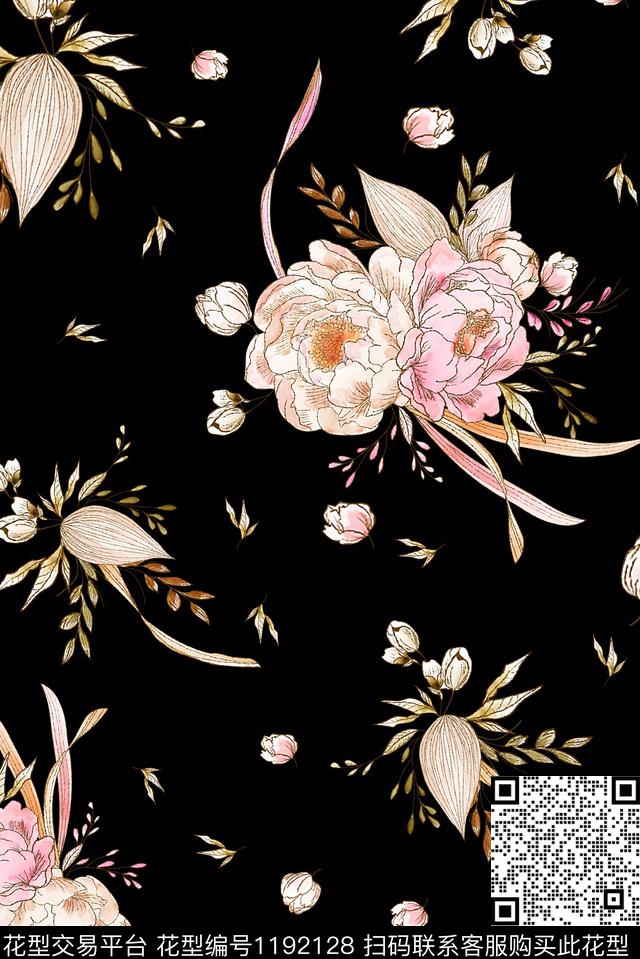 水彩花卉大牌风小碎花数码印花华亿平台下载（图片编号: 1192128） - 瓦栏（Walan）