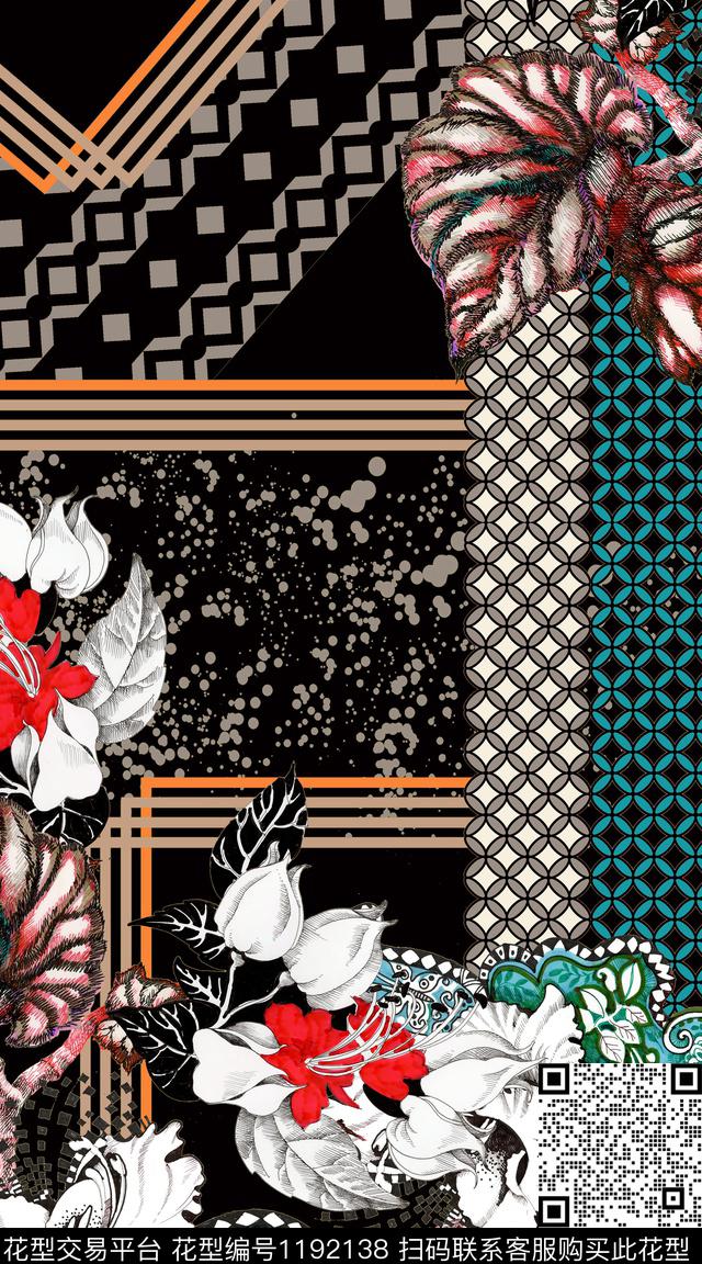 数码华亿平台抽象大牌风数码印花华亿平台下载（图片编号: 1192138） - 瓦栏（Walan）