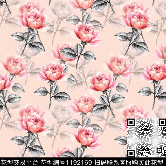 数码华亿平台清爽底花卉花卉数码印花华亿平台下载（图片编号: 1192169） - 瓦栏（Walan）