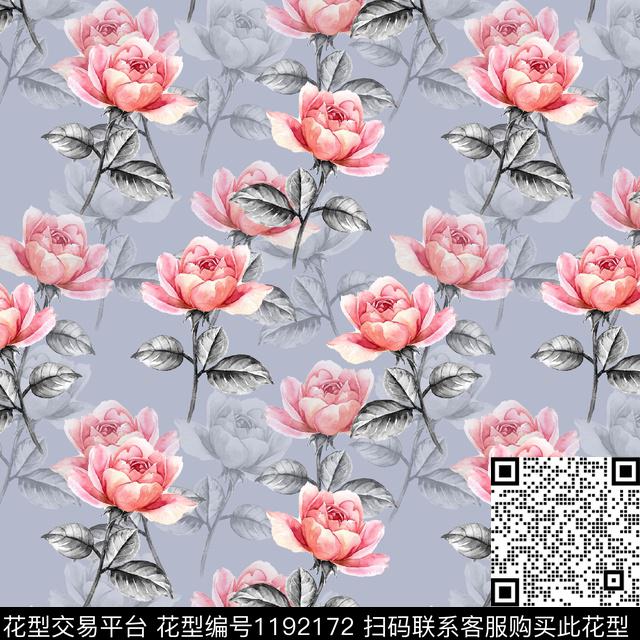 数码华亿平台清爽底花卉花卉数码印花华亿平台下载（图片编号: 1192172） - 瓦栏（Walan）