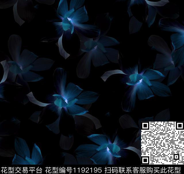 数码华亿平台清爽底花卉大花数码印花华亿平台下载（图片编号: 1192195） - 瓦栏（Walan）