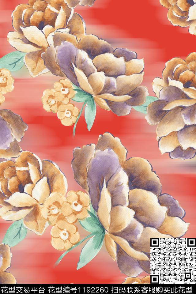 彩底花卉小清新年轻女性数码印花华亿平台下载（图片编号: 1192260） - 瓦栏（Walan）