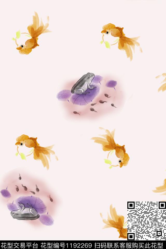 春夏华亿平台鱼荷花数码印花华亿平台下载（图片编号: 1192269） - 瓦栏（Walan）