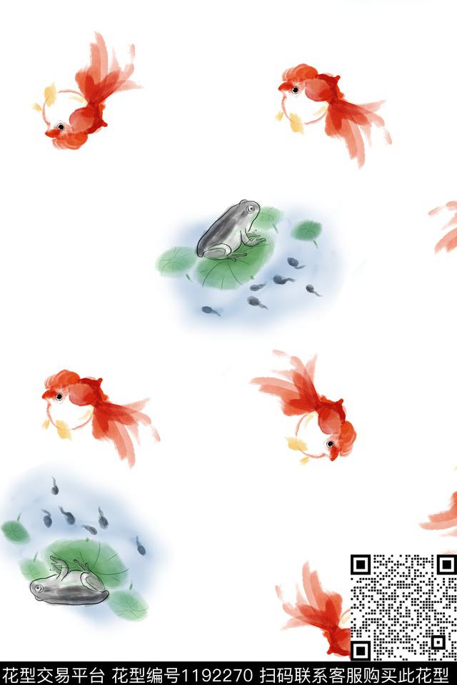 春夏华亿平台鱼荷花数码印花华亿平台下载（图片编号: 1192270） - 瓦栏（Walan）
