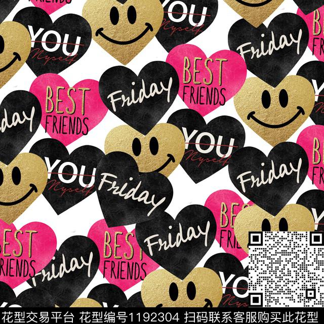 春夏华亿平台心形笑脸字母心形混搭数码印花华亿平台下载（图片编号: 1192304） - 瓦栏（Walan）