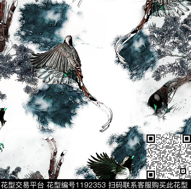 数码华亿平台水墨风大牌风数码印花华亿平台下载（图片编号: 1192353） - 瓦栏（Walan）