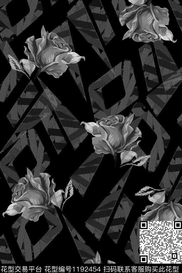 男装几何花卉数码印花华亿平台下载（图片编号: 1192454） - 瓦栏（Walan）