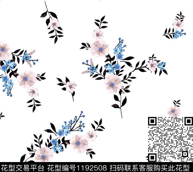 数码华亿平台清爽底花卉花卉数码印花华亿平台下载（图片编号: 1192508） - 瓦栏（Walan）