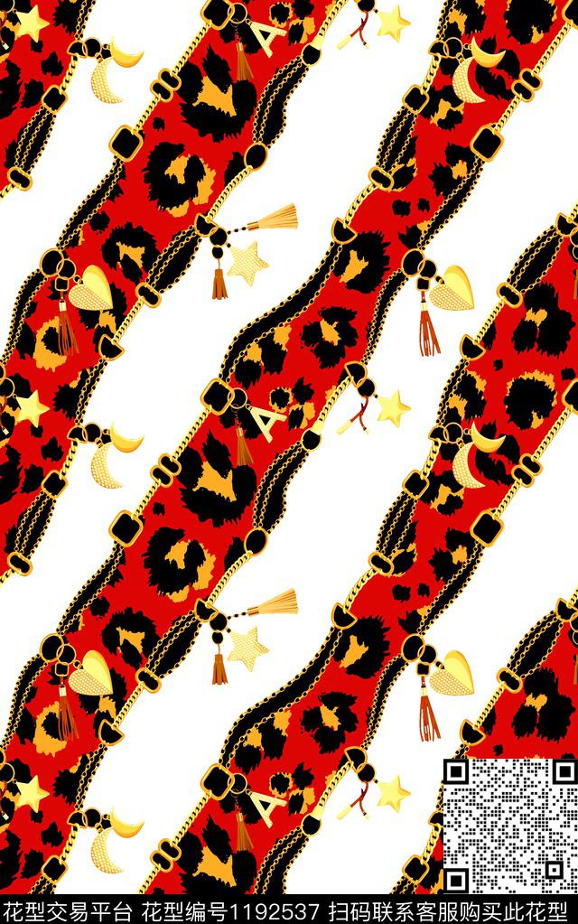链条大牌风豹纹数码印花华亿平台下载（图片编号: 1192537） - 瓦栏（Walan）