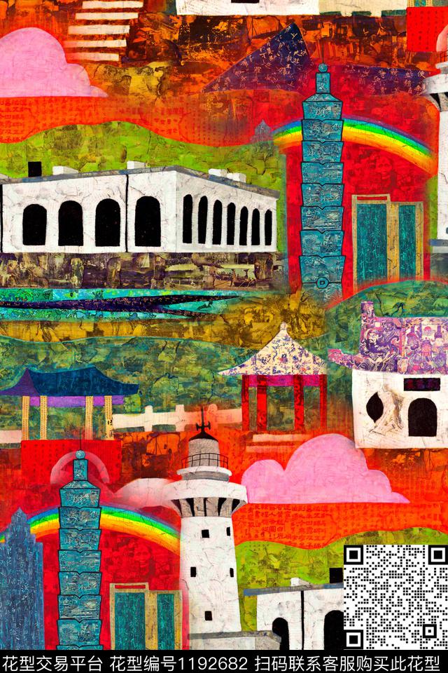 建筑几何抽象数码印花华亿平台下载（图片编号: 1192682） - 瓦栏（Walan）