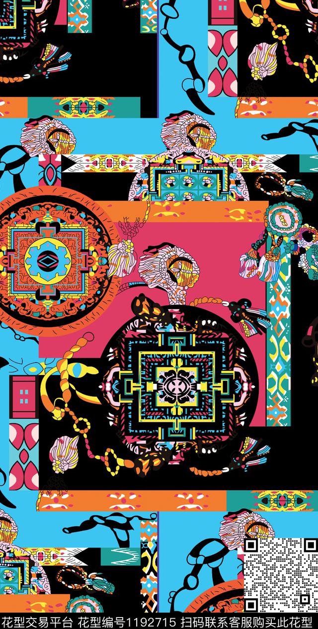 链条女装几何数码印花华亿平台下载（图片编号: 1192715） - 瓦栏（Walan）