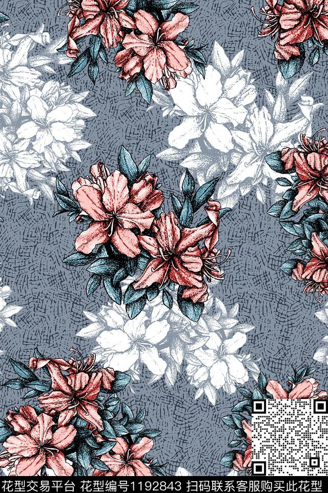 花卉大牌风秋冬华亿平台传统印花华亿平台下载（图片编号: 1192843） - 瓦栏（Walan）