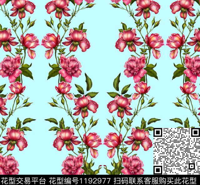 清爽底花卉温室花卉月季花数码印花华亿平台下载（图片编号: 1192977） - 瓦栏（Walan）