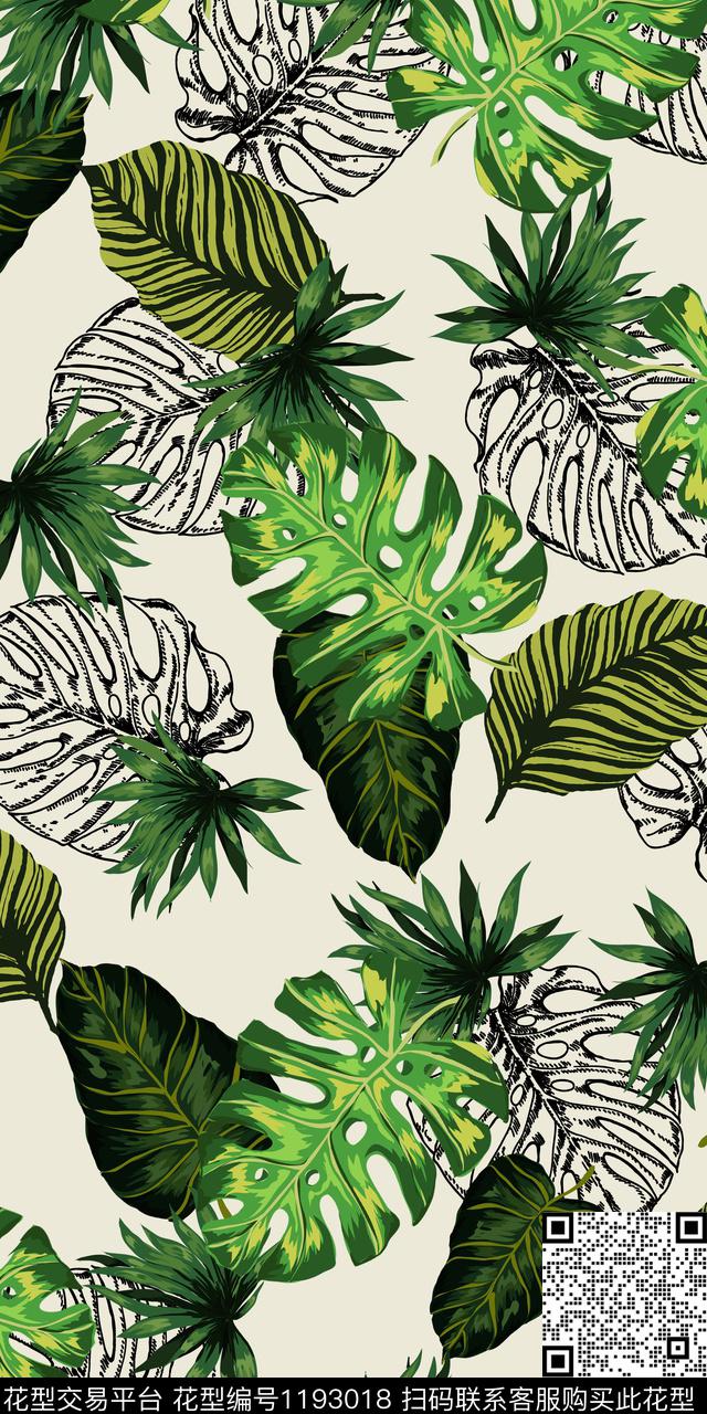 花卉植物热带华亿平台数码印花华亿平台下载（图片编号: 1193018） - 瓦栏（Walan）