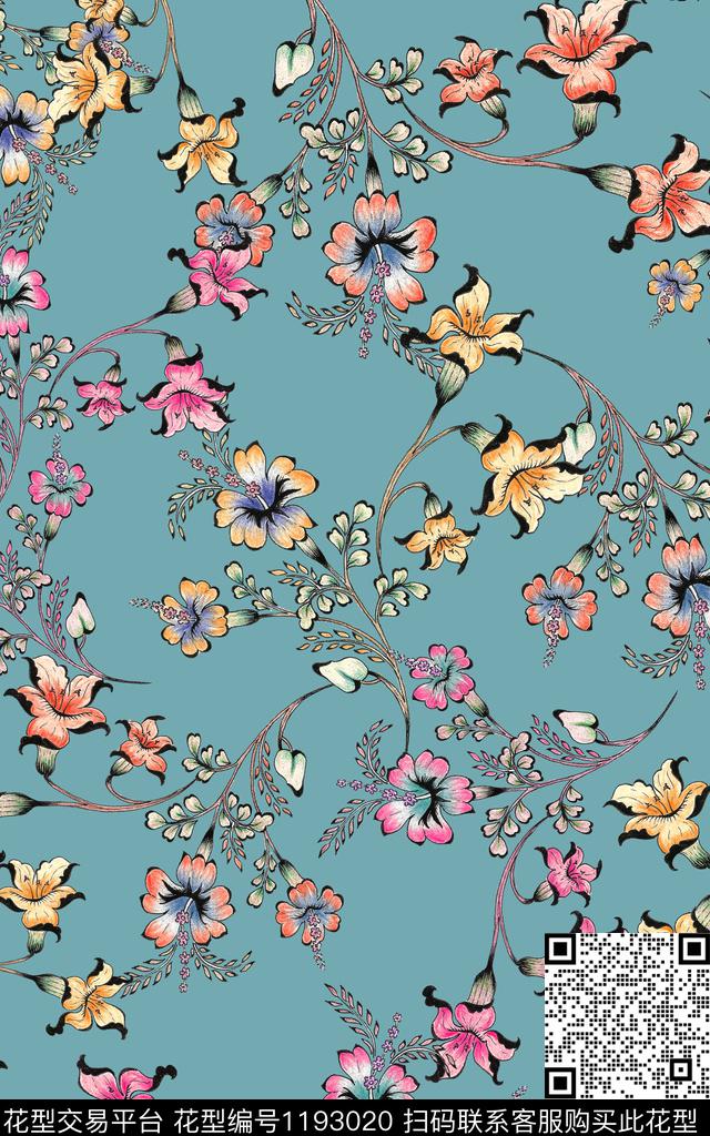 数码华亿平台手绘大牌风数码印花华亿平台下载（图片编号: 1193020） - 瓦栏（Walan）