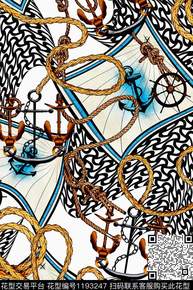 船锚男装航海风数码印花华亿平台下载（图片编号: 1193247） - 瓦栏（Walan）