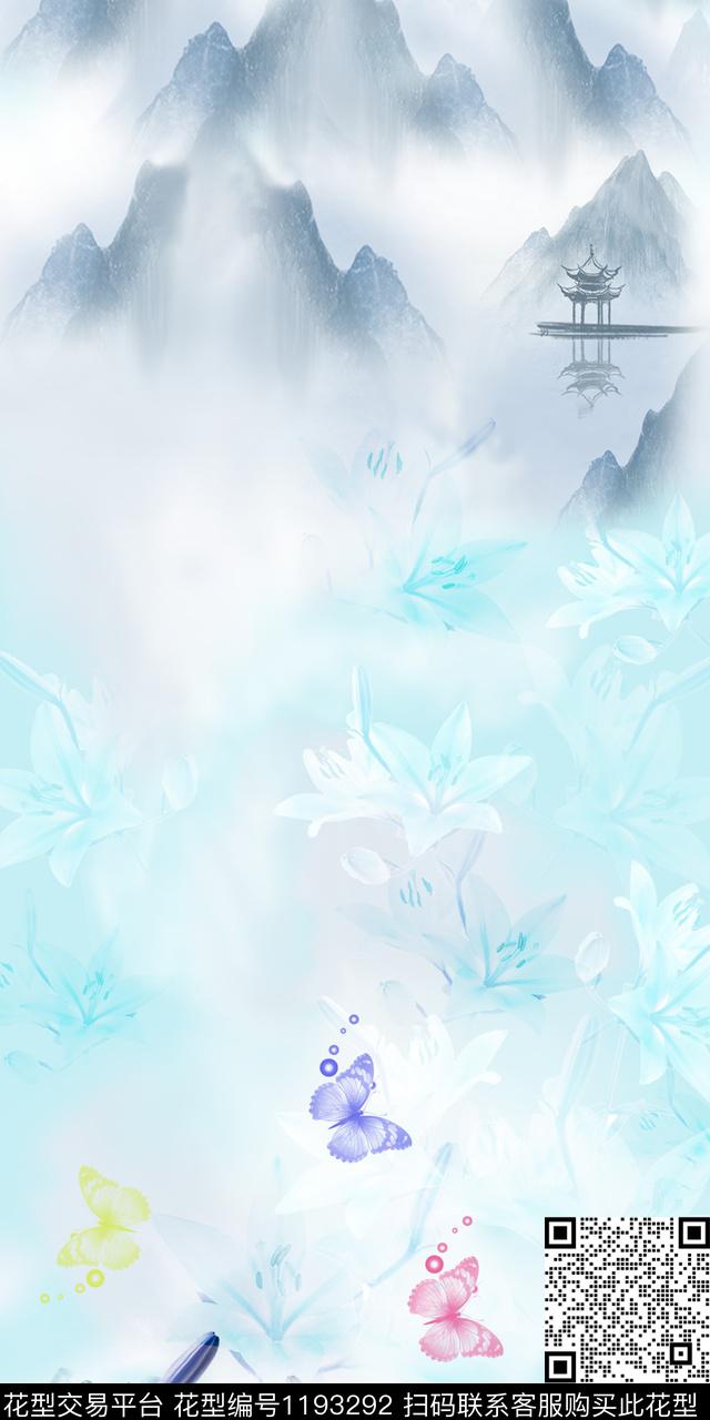 女装蝴蝶花卉数码印花华亿平台下载（图片编号: 1193292） - 瓦栏（Walan）