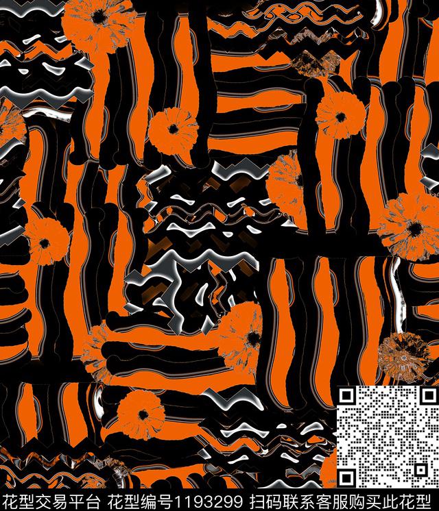 炫彩手绘花卉数码印花华亿平台下载（图片编号: 1193299） - 瓦栏（Walan）
