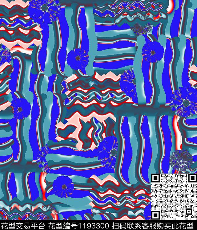 炫彩手绘花卉数码印花华亿平台下载（图片编号: 1193300） - 瓦栏（Walan）