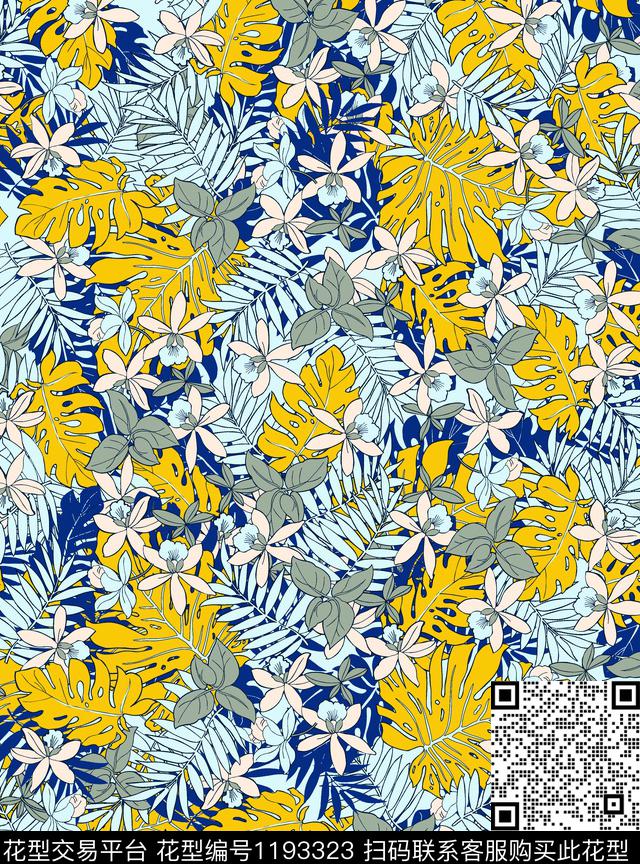 大牌风花卉数码华亿平台传统印花华亿平台下载（图片编号: 1193323） - 瓦栏（Walan）