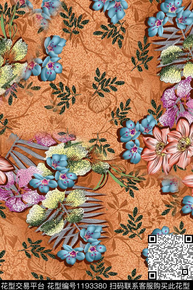 小碎花肌理抽象花卉数码印花华亿平台下载（图片编号: 1193380） - 瓦栏（Walan）