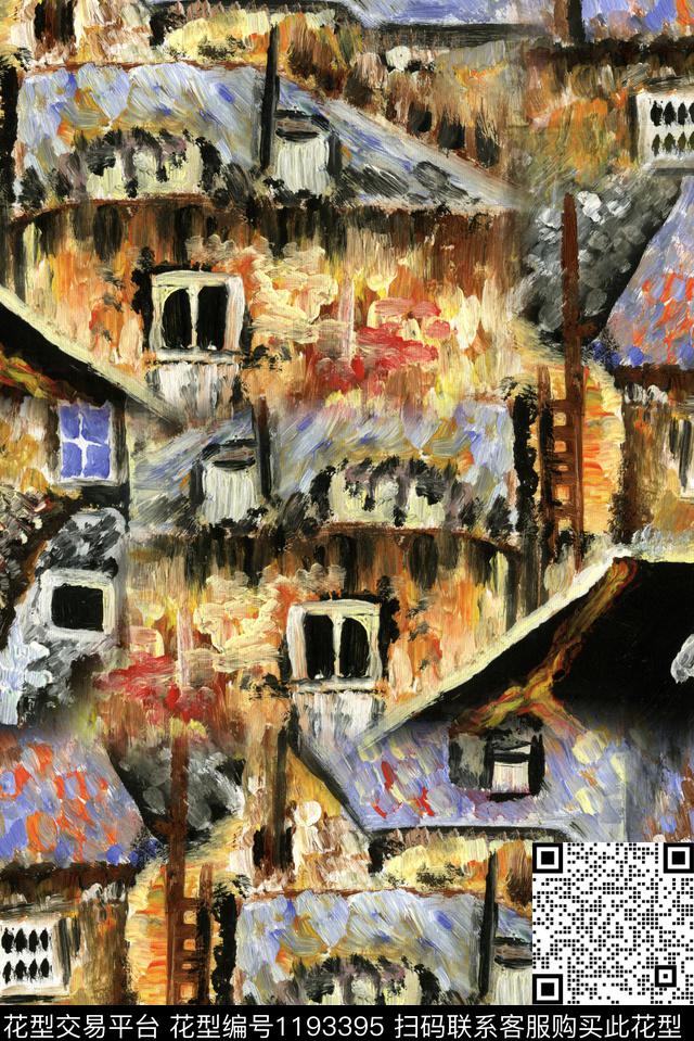 抽象复古油画华亿平台数码印花华亿平台下载（图片编号: 1193395） - 瓦栏（Walan）