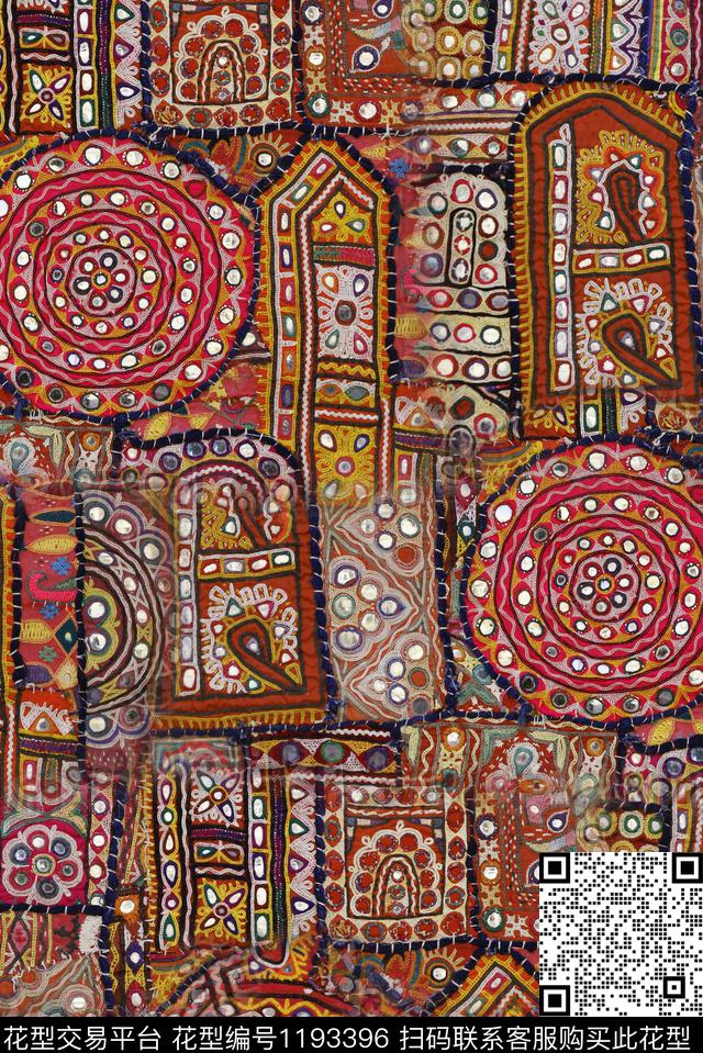 几何肌理复古数码印花华亿平台下载（图片编号: 1193396） - 瓦栏（Walan）