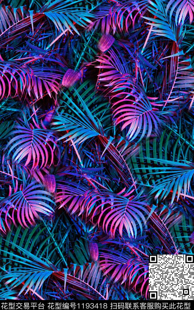 抽象大牌风植物数码印花华亿平台下载（图片编号: 1193418） - 瓦栏（Walan）