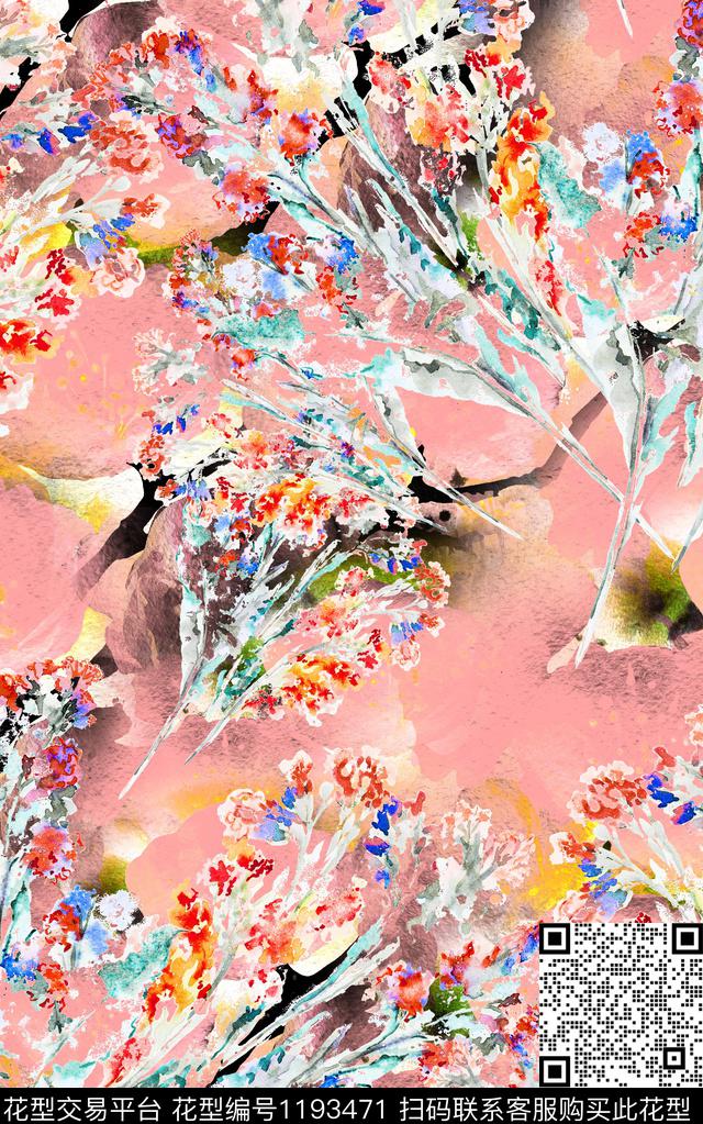 数码华亿平台抽象棉麻数码印花华亿平台下载（图片编号: 1193471） - 瓦栏（Walan）