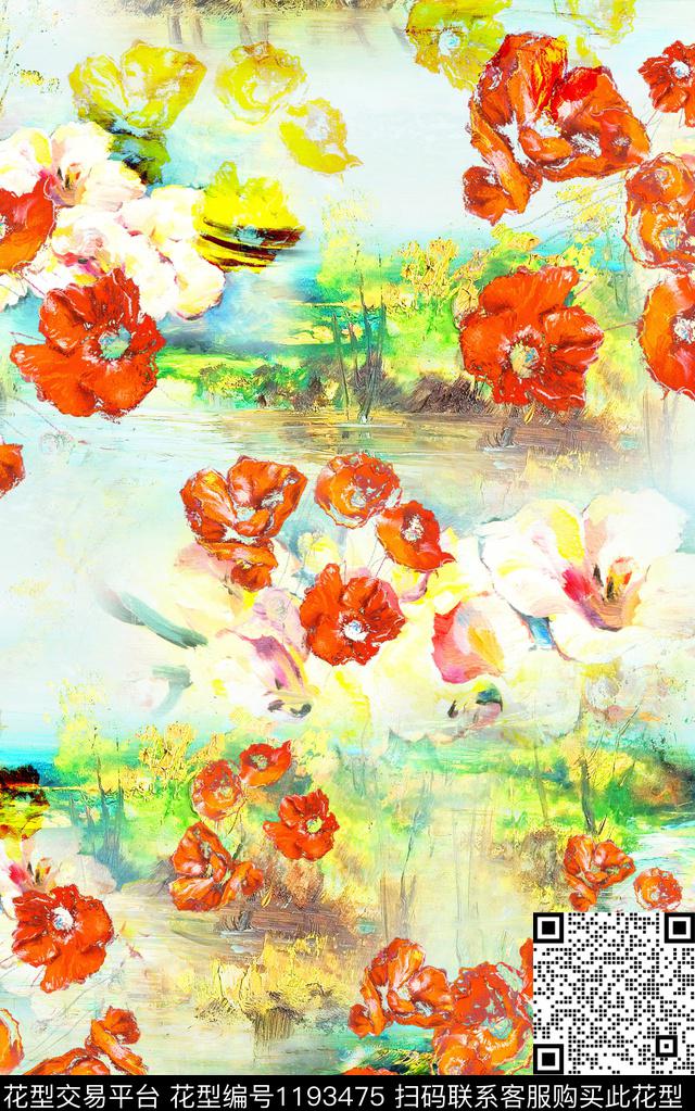 数码华亿平台抽象棉麻数码印花华亿平台下载（图片编号: 1193475） - 瓦栏（Walan）