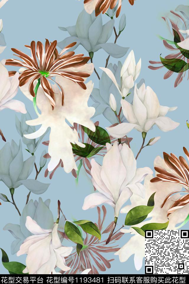 数码华亿平台花卉大牌风数码印花华亿平台下载（图片编号: 1193481） - 瓦栏（Walan）